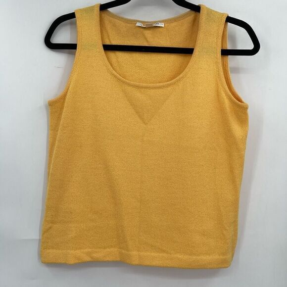 St. John Yellow Neutral Scoop Neck Santana Knit Sleeveless Tank Top Small - Picture 1 of 5